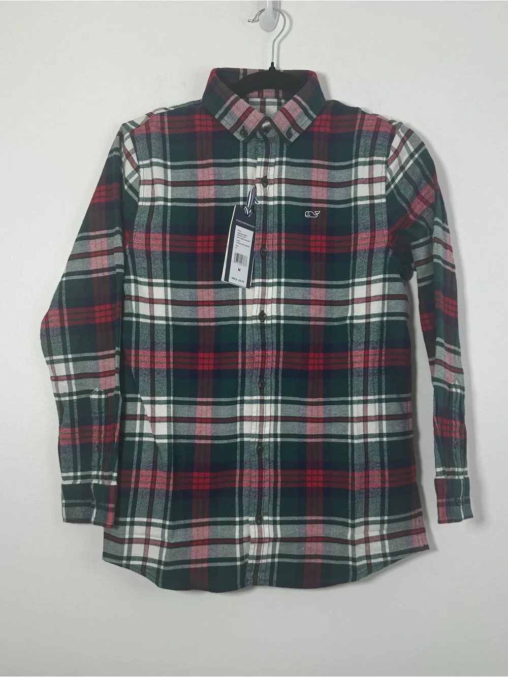 Vineyard Vines Boys Flannel Plaid Button Down Shirt Charleston Green Size M NWT